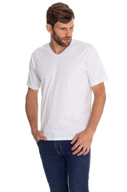 Camiseta 30/1 P.A. Decote V Manga Curta